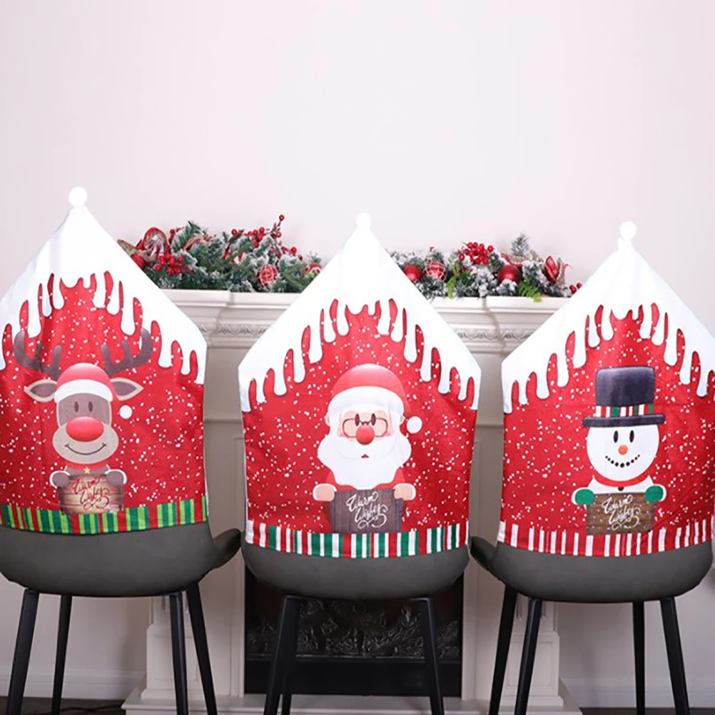 

1 PCS Christmas Cloth Chair Cover Santa Claus Covers Merry Christmas Decorations Cute Cartoon Christmas Snowman Chair Cover