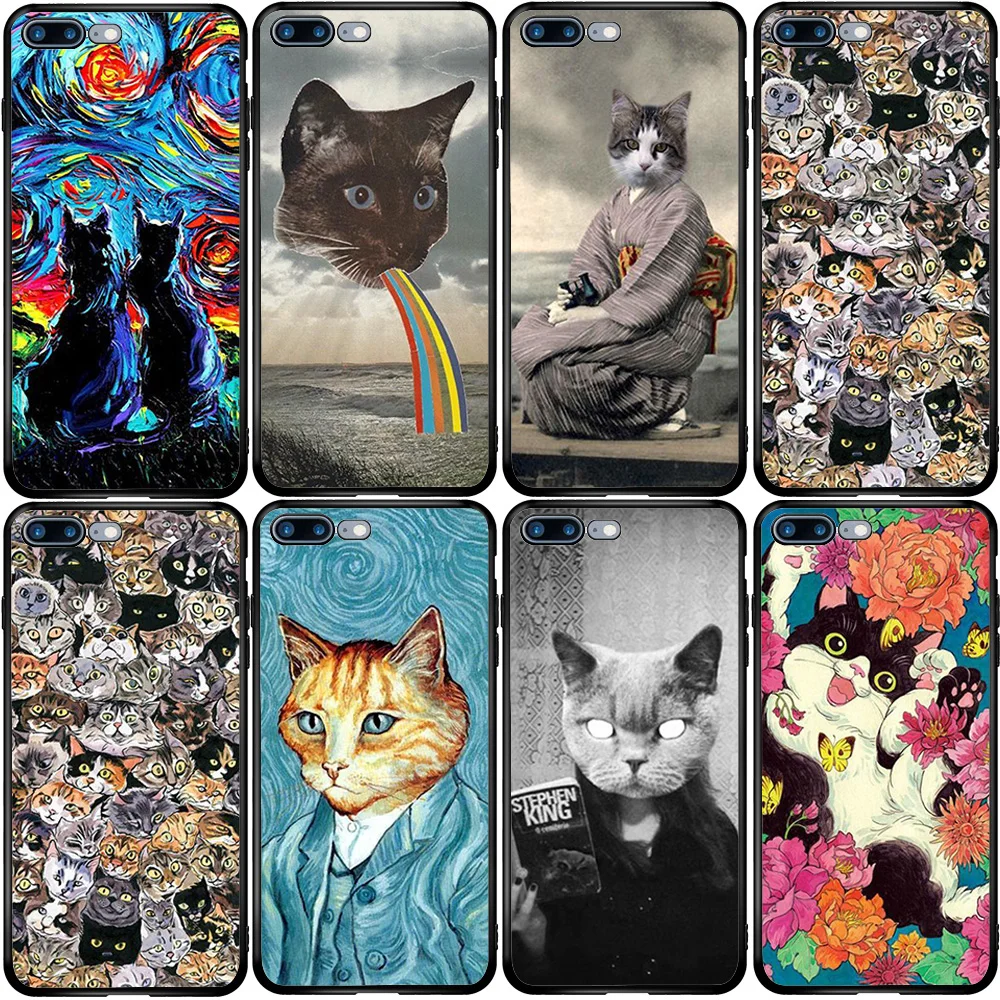 Чехол для Xiaomi Redmi Note 8T 10T 9S 9A 8A A3 A2 A1 Pro Lite Black Shark Mix Max Cat Art Картина маслом|Бамперы| |