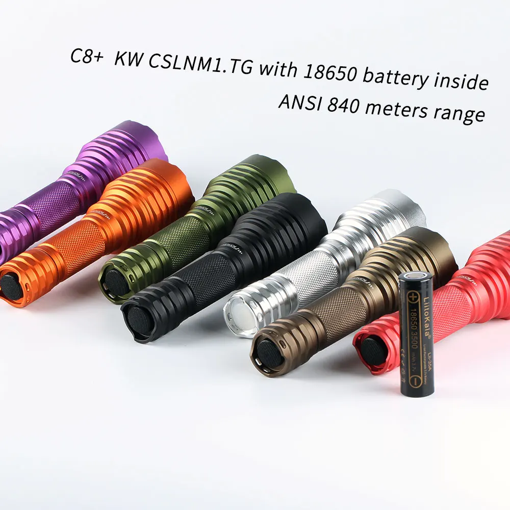 Convoy desert tan/черный/серебристый C8 + с KW CSLNM1.TG 6500K литиевой батареей 3500 мАч 18650 | Лампы и