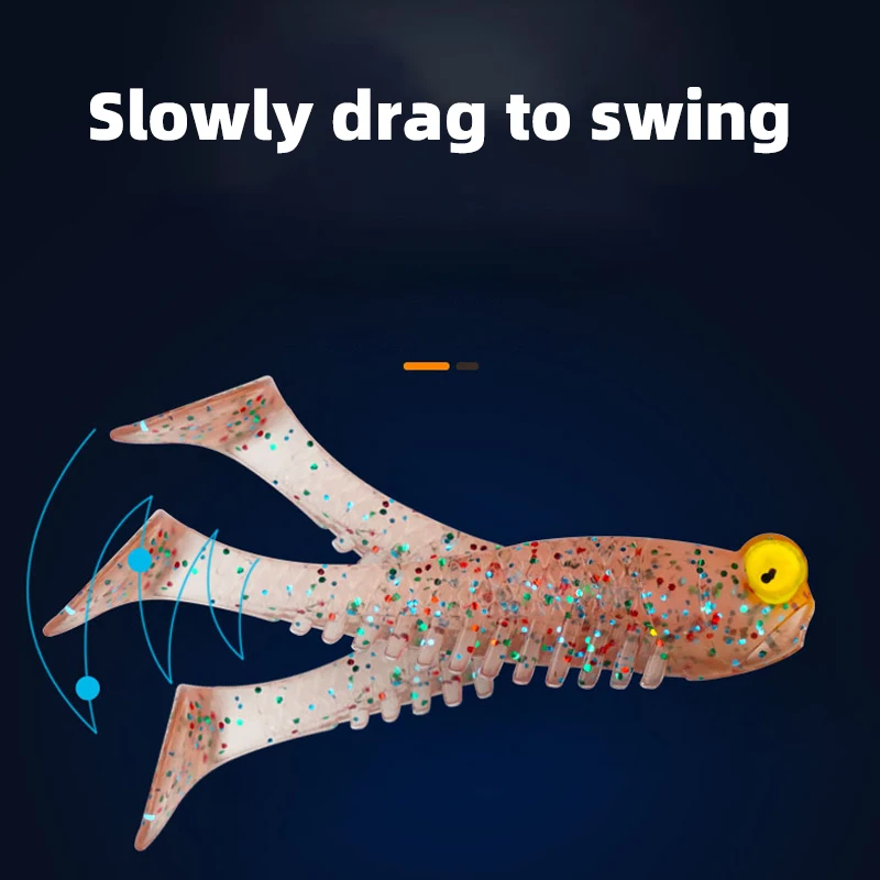 100pcs/Lot 5cm 1.3g Fish Silicone Worm Soft Lures Fake Bait Sea Fishing Swimbait Surface Artificial Spinnerbait