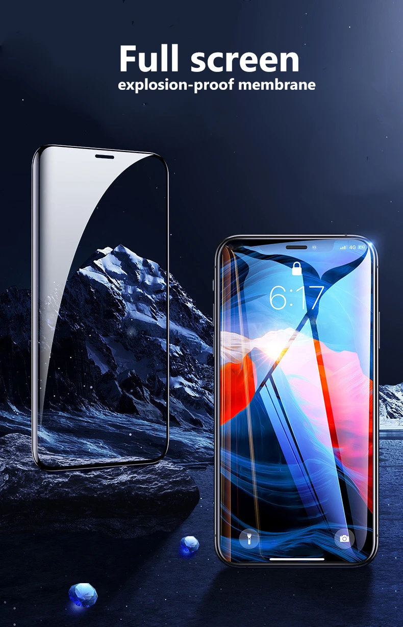 Защитное стекло с изогнутыми краями 11D закаленное для защиты экрана iPhone 11 11Pro