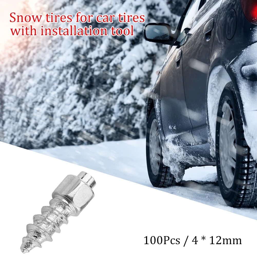 100pcs Car Anti-Skid Tire Snow Nail Automobile Outdoor Winter Wear-Resistant Tungsten Steel Belt Installation Tool | Автомобили и