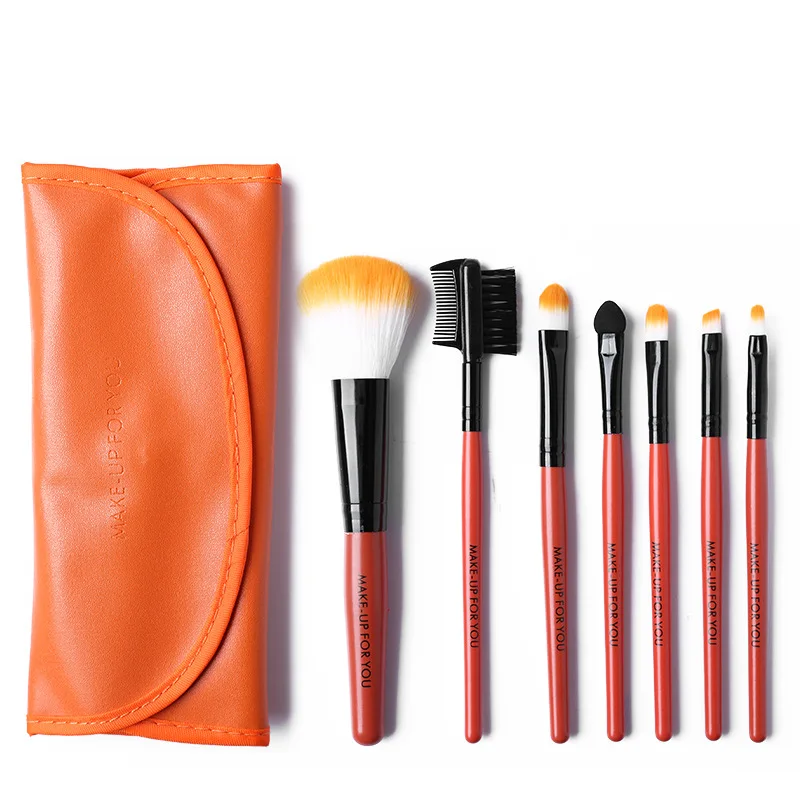 orange 7 шт./компл. основа кисти для макияжа кисть для теней для век косметическая пудра для бровей, подводка для глаз, макияж кисти для макияжа набор профессиональных косметических инструментов - Handle Color: orange