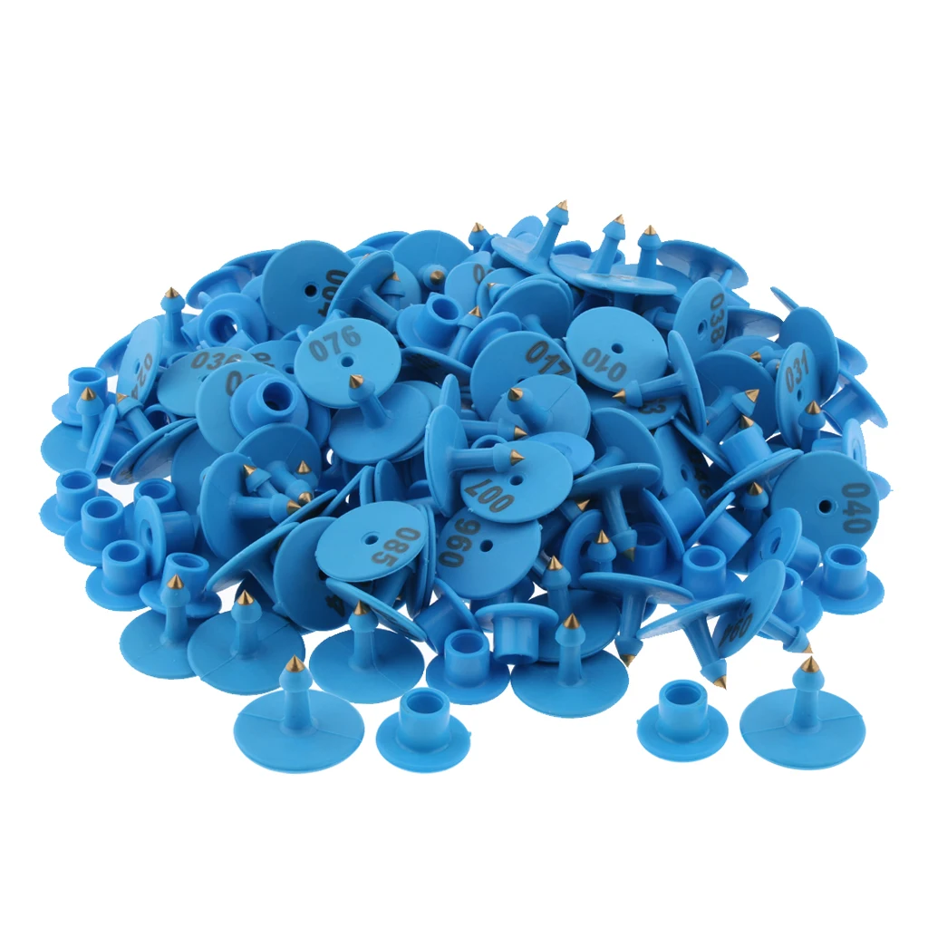 100xNumbered Identification Ear Tag for Pig Sheep Cow Blue 001 to 100 | Дом и сад