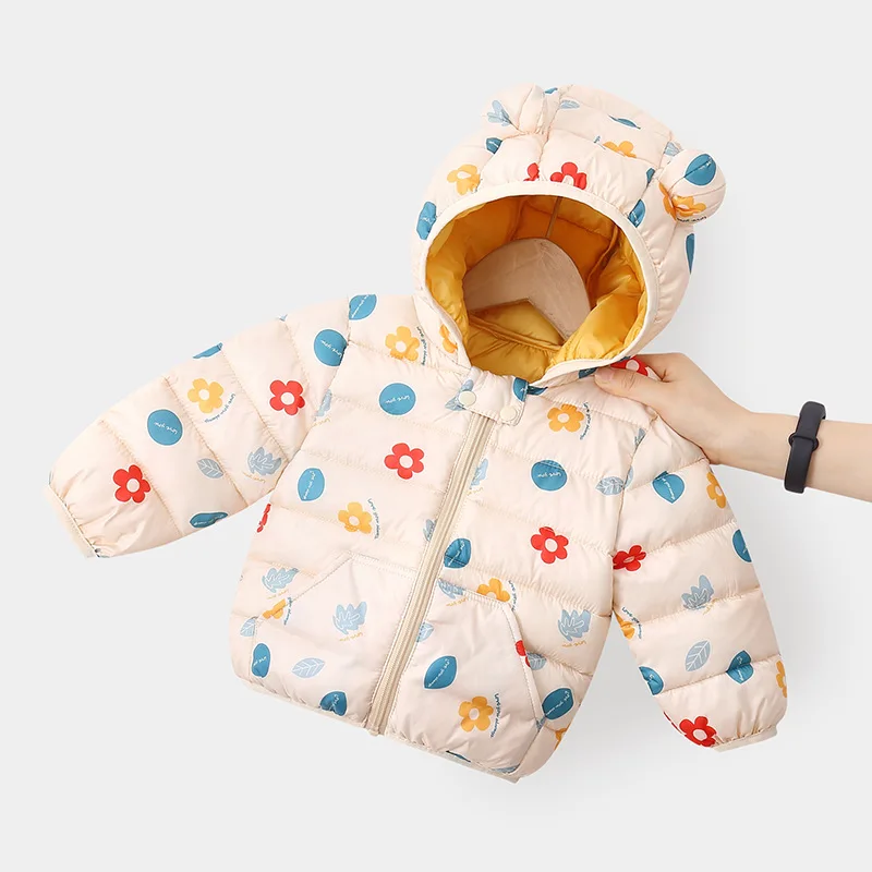Abrigo de invierno para ni&ntilde;os y ni&ntilde;as, chaqueta de algod&oacute;n suave con orejas de beb&eacute;, chaqueta con capucha, ropa de estilo-0