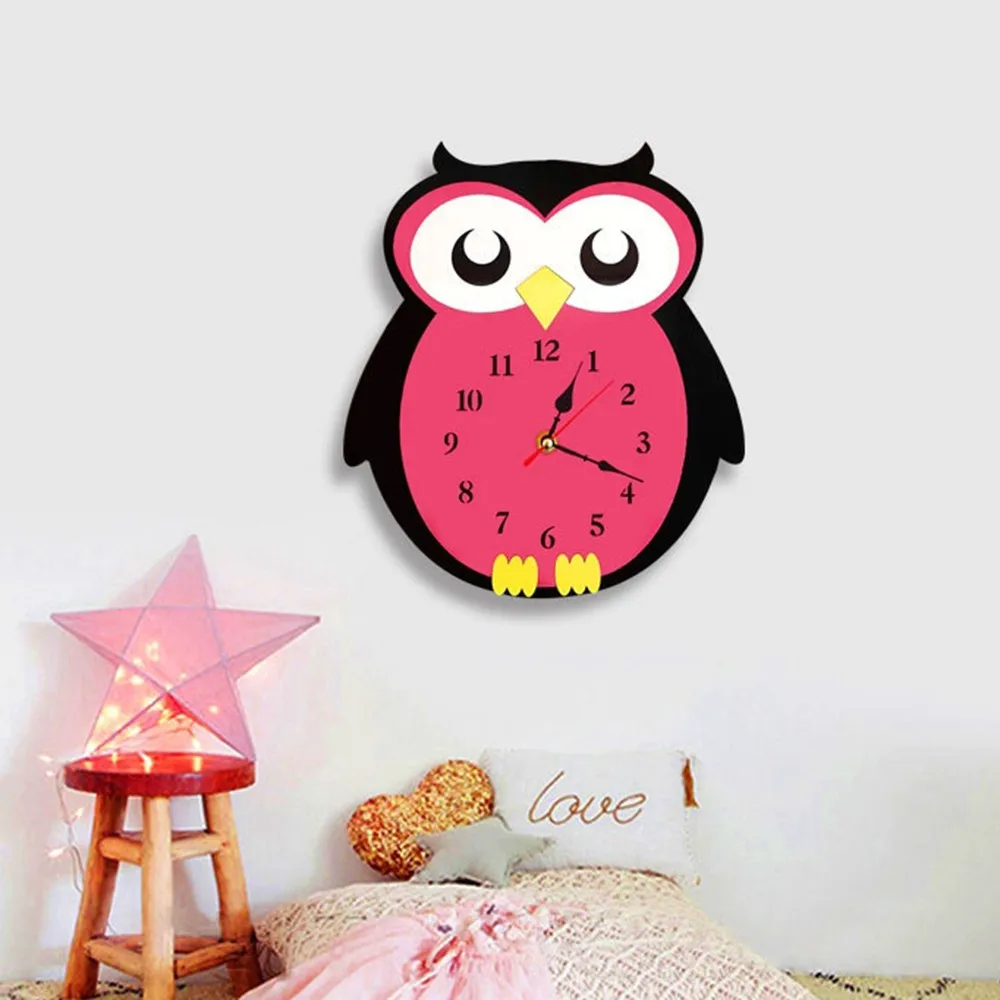 Мультфильм DIY Сова настенные часы мультфильм тихие стены дома украшение для