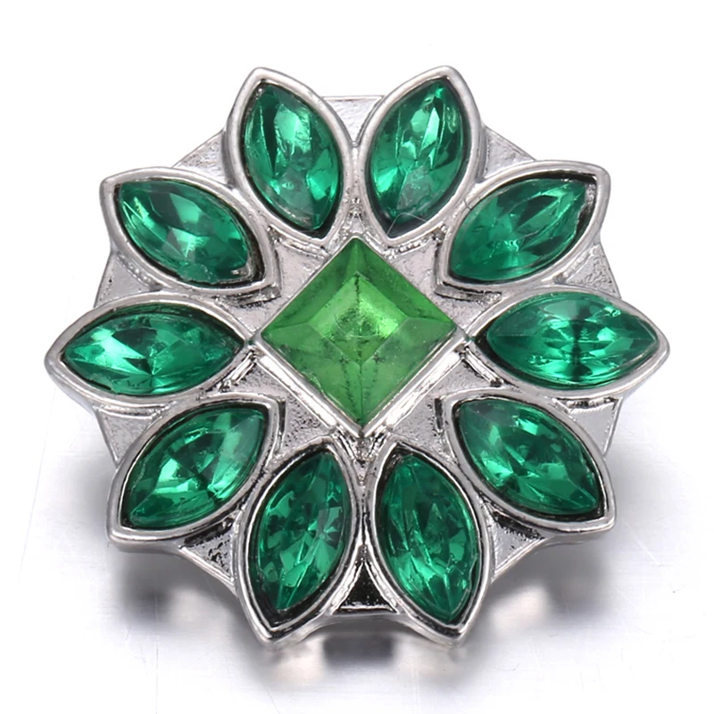 6 шт./лот Новые 18 мм кнопки ювелирные изделия горный хрусталь смешанные зеленые