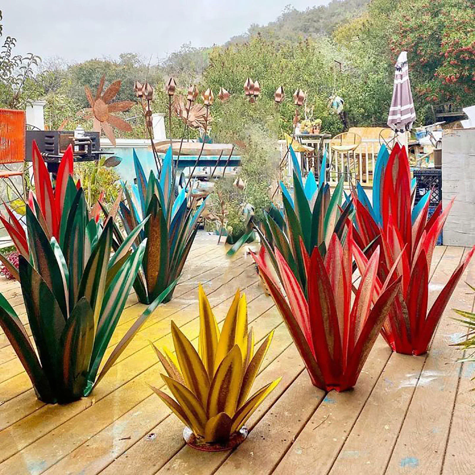 

25 Metal Art Tequila Rustic Sculpture Garden Yard Sculpture Home Decor 9 leaves