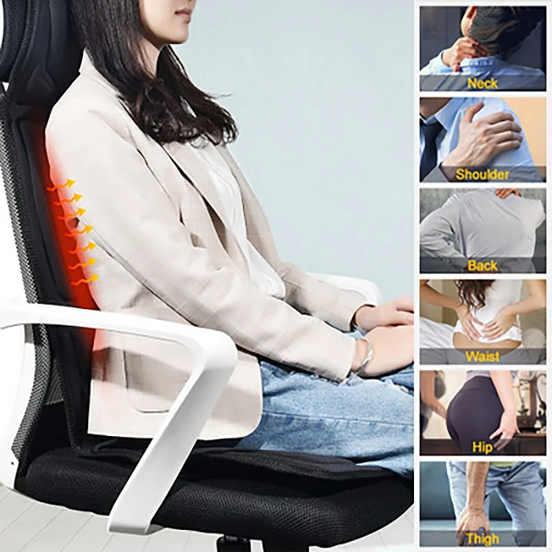 

Electric Heating Portable Massaging Cussion Seat Pad for Car Home Office Lumbar Neck Pain Relief,EU Plug