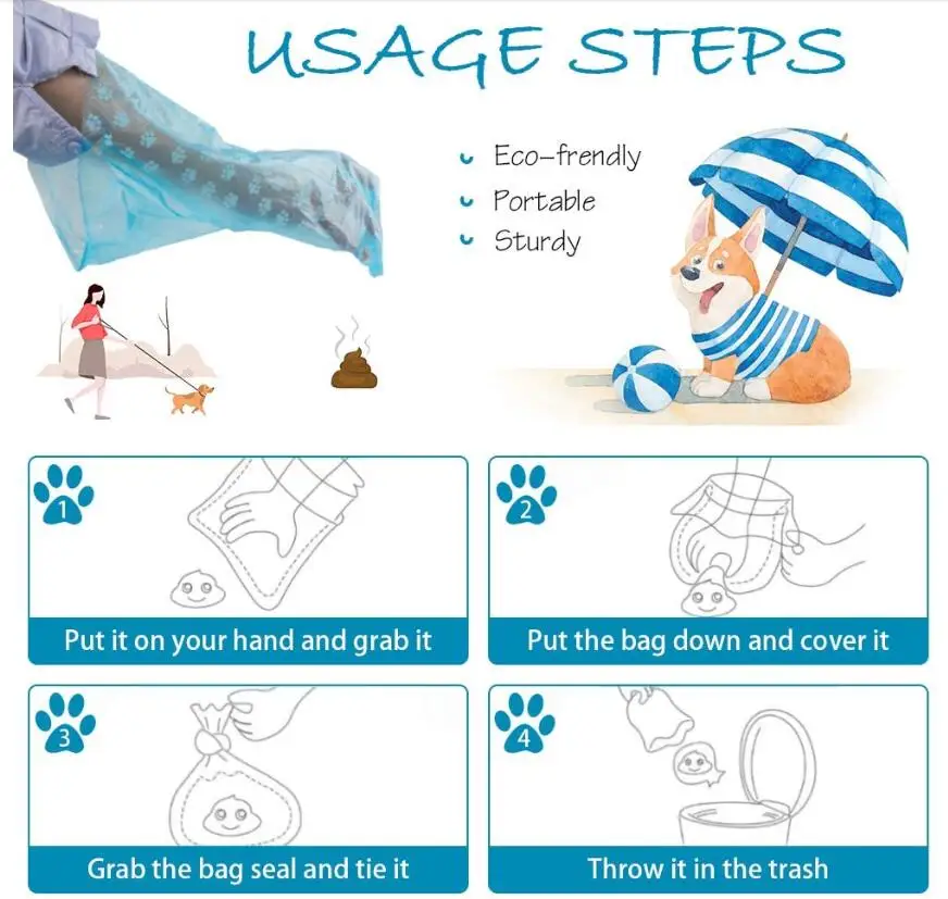 

10Roll Pet Dog Poop Bags Dispenser Collector Scoop Holder Puppy Cat Pooper Scooper Bag Small Rolls Outdoor Clean Pets Supplies