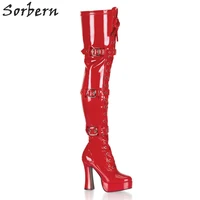 sorbern block heel thigh high boots women custom wide calf shaft length over the knee boot chuny heeled stripper boots platform