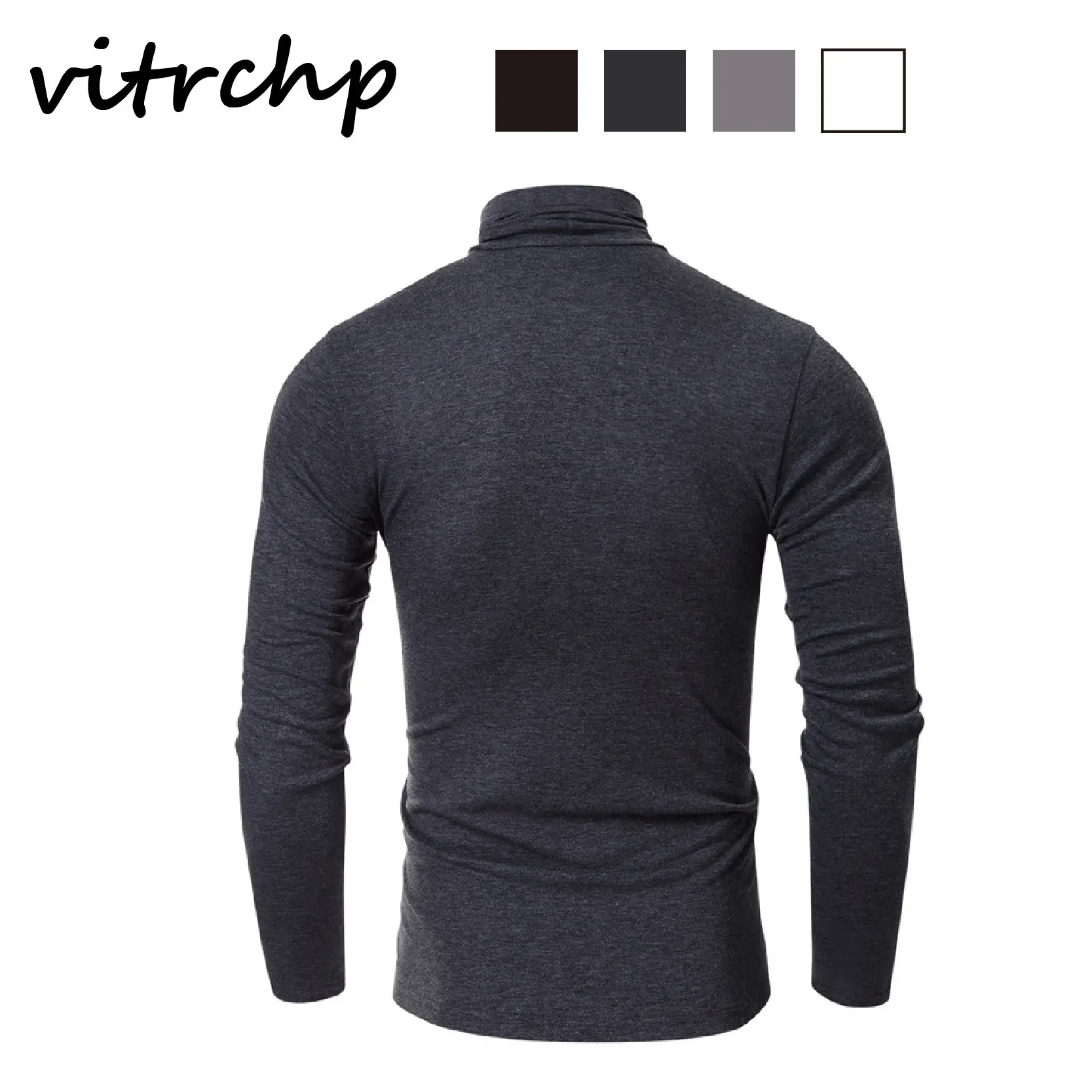 

VITRCHP 2021 Sweater Bottoming Shirt Men's Hot Sale Autumn and Winter New High-Neck Solid Color Slim Comfortable Top
