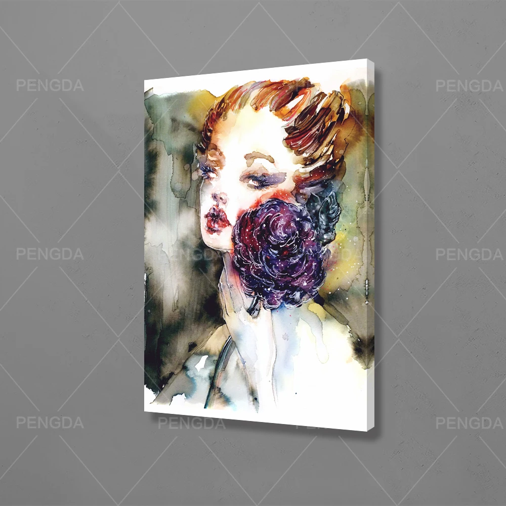 

Настенная Картина на холсте с изображением красивой женщины, Акварельные картины, модуль украшения дома, Постер в скандинавском стиле для г...