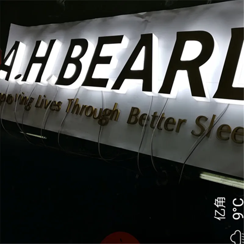 Подгонянный 3D светодиодный знак с подсветкой индивидуальный акриловый боковым