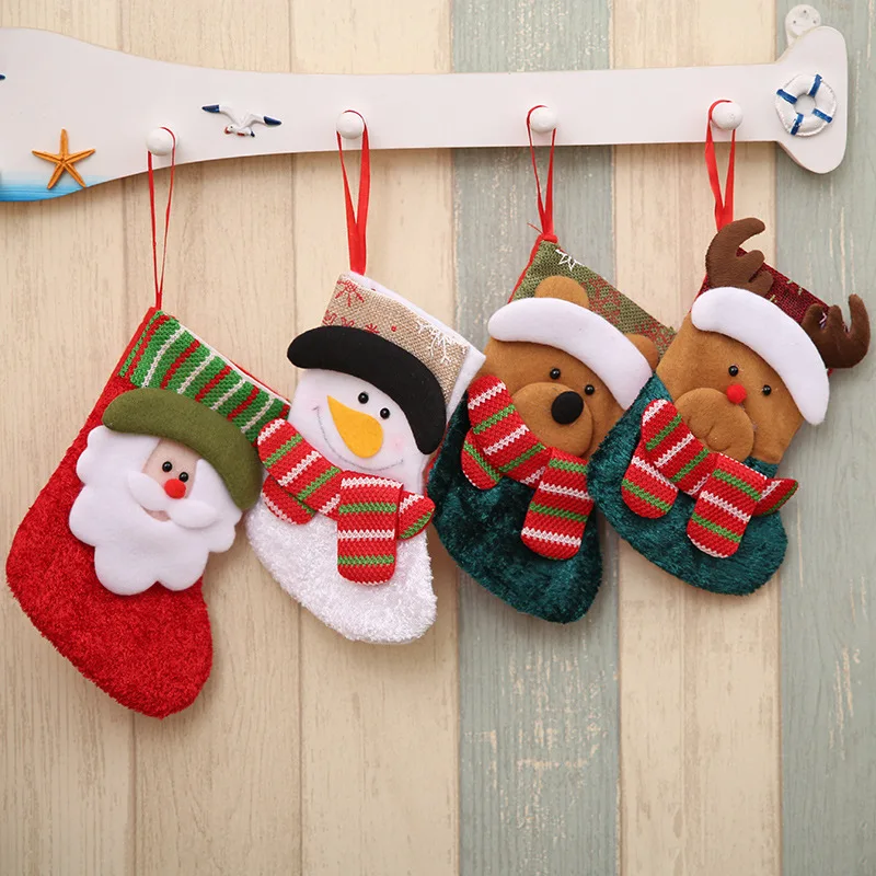 Новогодние рождественские носки Санта Клаус мешок для конфет Рождество дерево