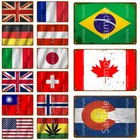 Национальный флаг Бразилия Япония Канада металлическая табличка винтажное украшение для паба ретро декоративные тарелки бар постер домашний декор YL098