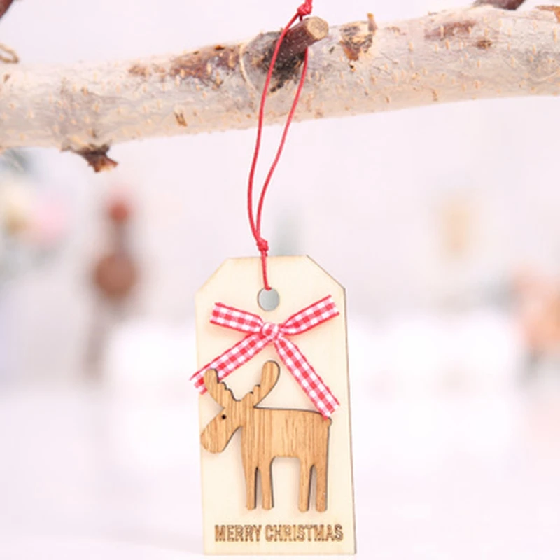 Одна штука Рождественского деревянного знака-подвески для украшения ёлки, детские подарки, веселые детские подвески.