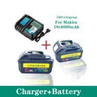 Аккумулятор BL1860, 18 в, 6000 мА  ч, литий-ионный аккумулятор для Makita, BL1840, BL1850, BL1830, BL1860B, LXT 400 + зарядное устройство