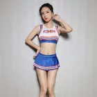 Юбка женская плиссированная в полоску, пикантная трапециевидная мини-юбка с заниженной талией и оборками, униформа чирлидеров для косплея, карамельных цветов