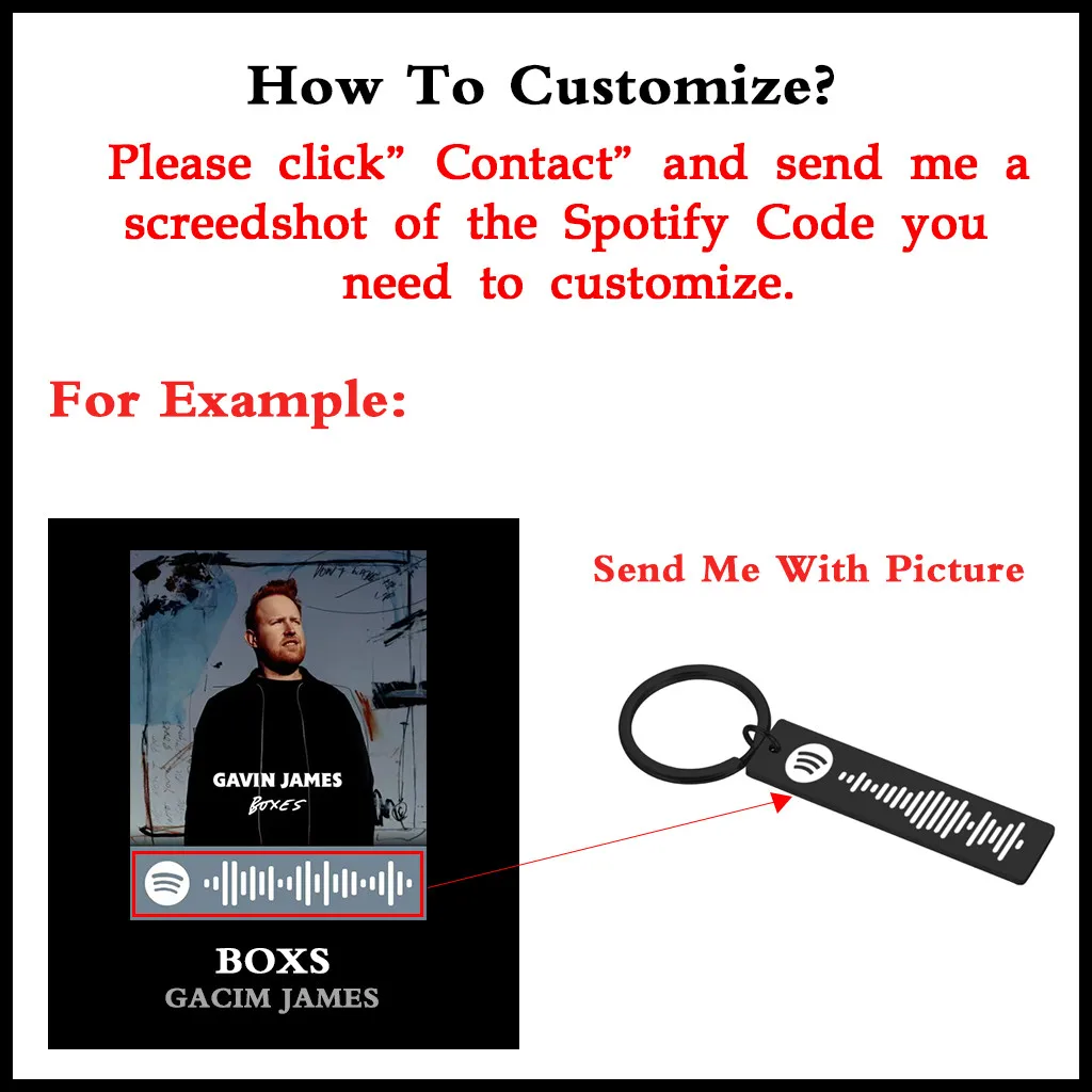 Custom Music Spotify Scan Code Keychain for Women Men Personalized Laser Engraved Song Keyring Christmas Jewelry Gift | Украшения и