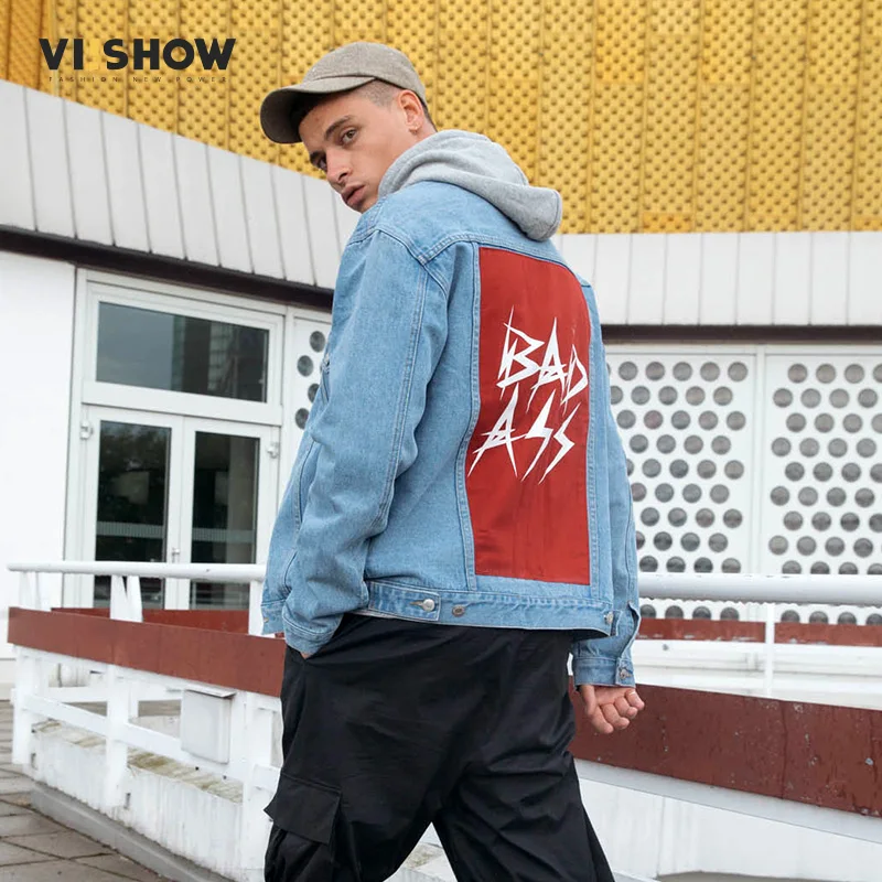 VIISHOW уличная Мужская куртка с принтом Брендовые джинсовые куртки мужские Veste Homme
