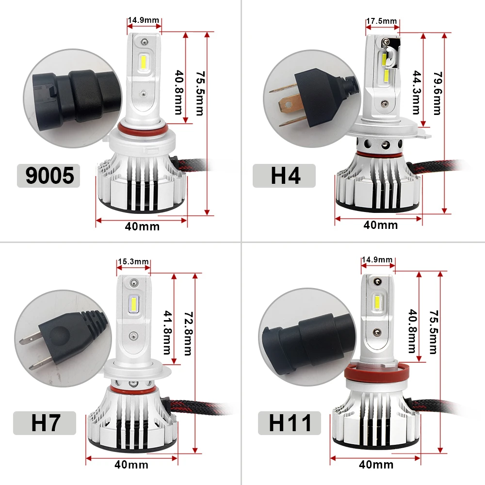 Светодиодсветодиодный лампа для передних фар 9006 лм 72 Вт H4 H7 12 В|Передние LED-фары