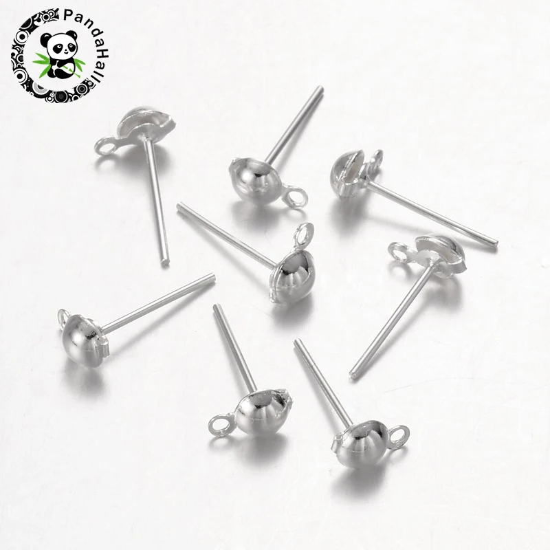 

Earring Stud Ear Nail Iron Half Ball Post Earring Findings with Loop,Size:about 13mm long, hole:1mm; half ball:4.3mm in diameter