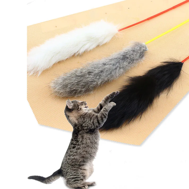 Дрессировочный лазер для кошек палочка из искусственной кроличьей шерсти