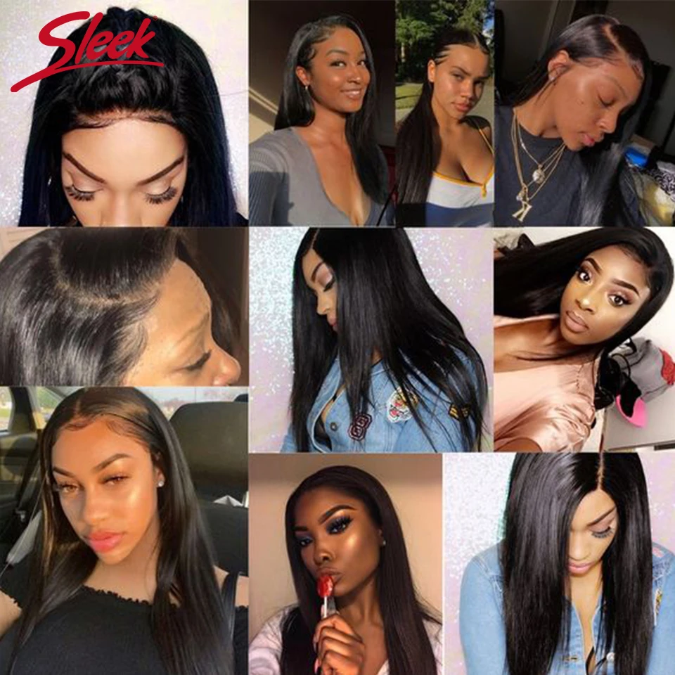 Sleek Brazilian Straight Hair Bundles With Closure Natural Color Weave Remy Human 3 2x4 Lace | Шиньоны и парики