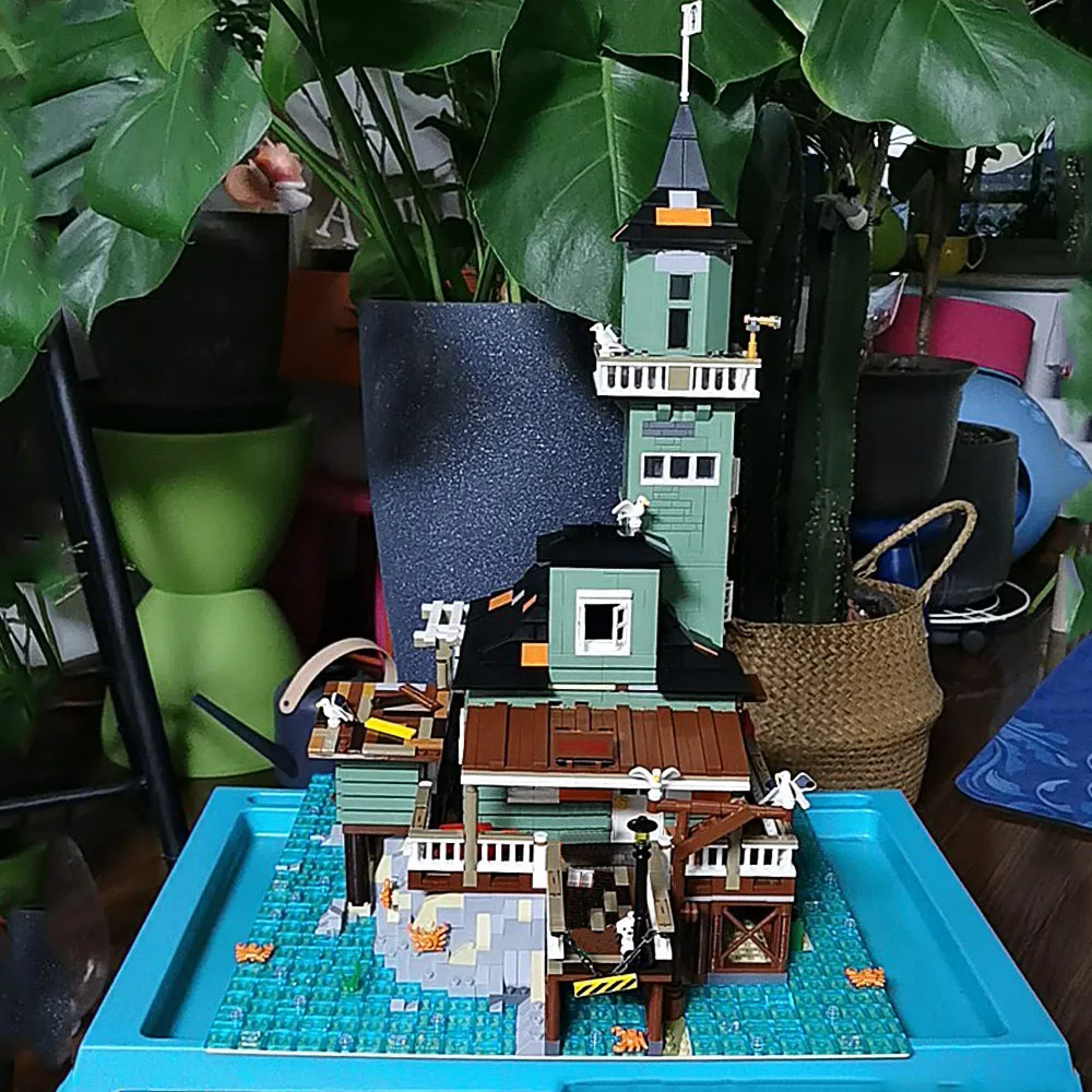 

Эксперт по идеям, креативный Маяк уличного вида, 5123 шт., модульная модель Moc, строительный блок, старый магазин рыбалки, кирпичный банк