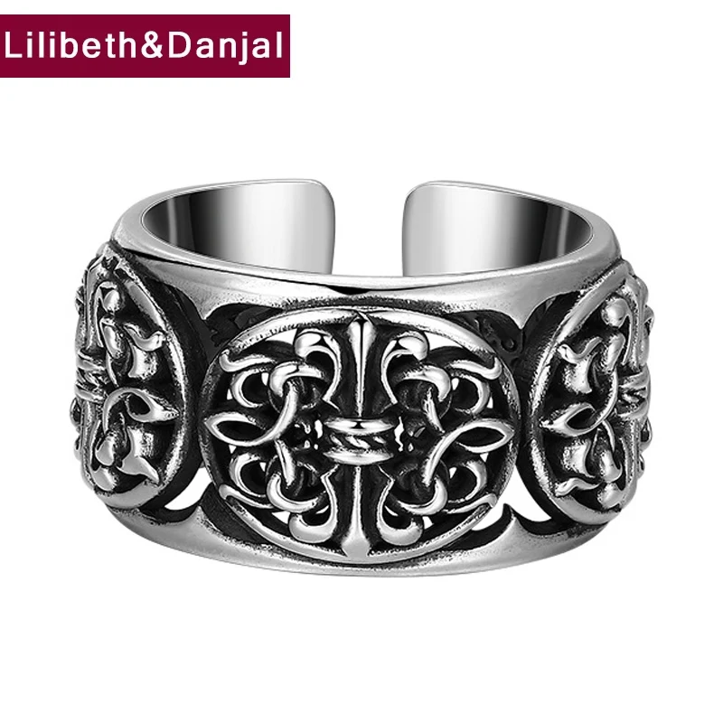 

Men Women Adjustable Ring Real 925 Sterling Silver Vine Hollow Vintage Punk Rock Fine Opening Jewelry 2021 New Free Shipping R08