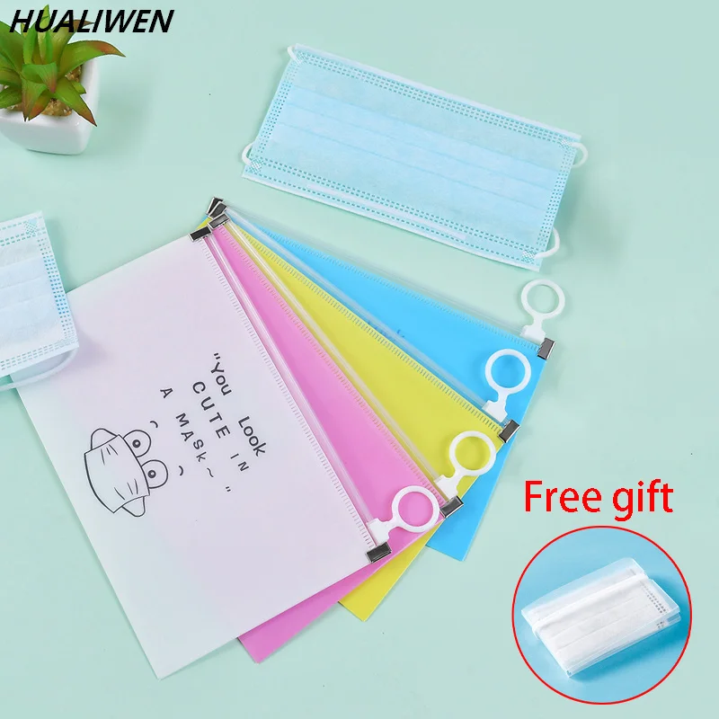 

4pc Mask Storage Box Silicone Material Student Mask Storage Bag Portable Portable Color Storage Bag