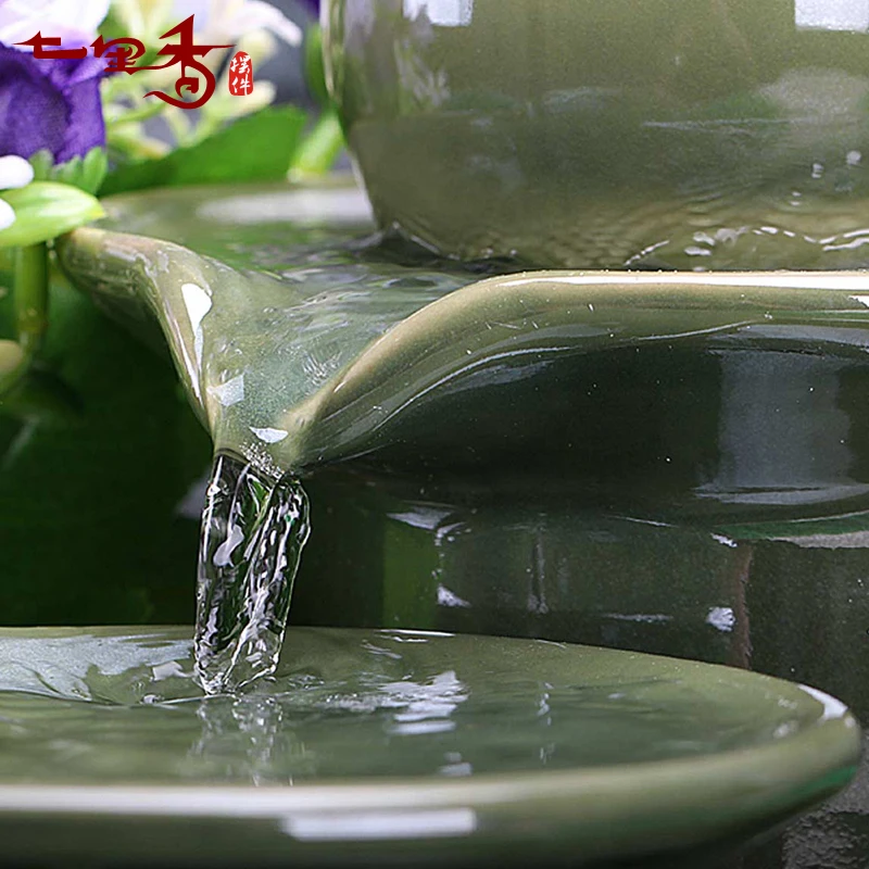 Креативный керамический водный фонтан Lucky Craft 110 В для гостиной настольный цикл