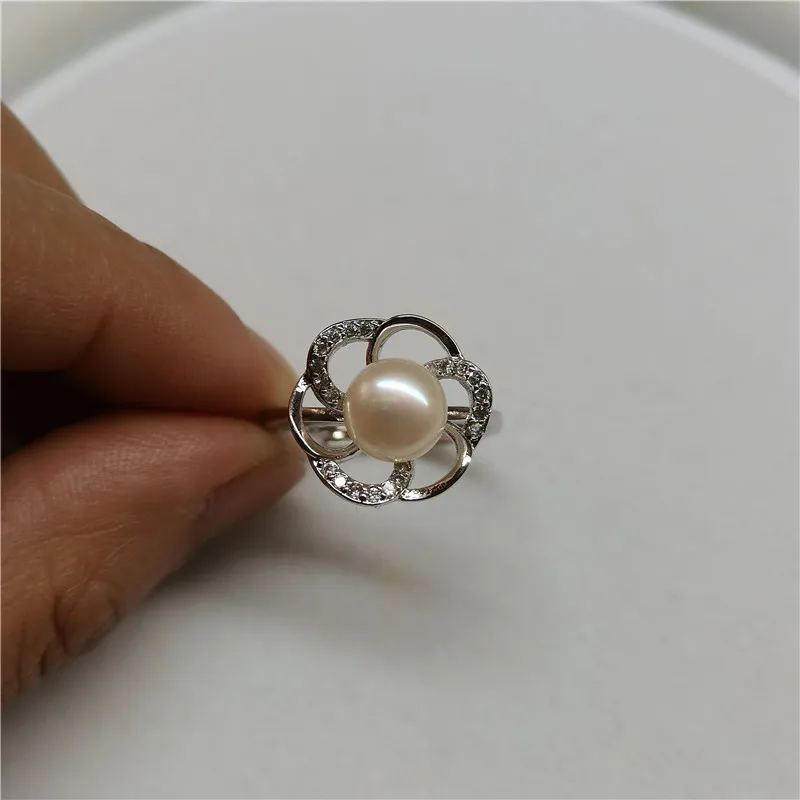 

New Flower Ring Mountings Base Findings Mount Component Jewelry Settings Parts for Pearls Stones Crystal Agate Coral Jade