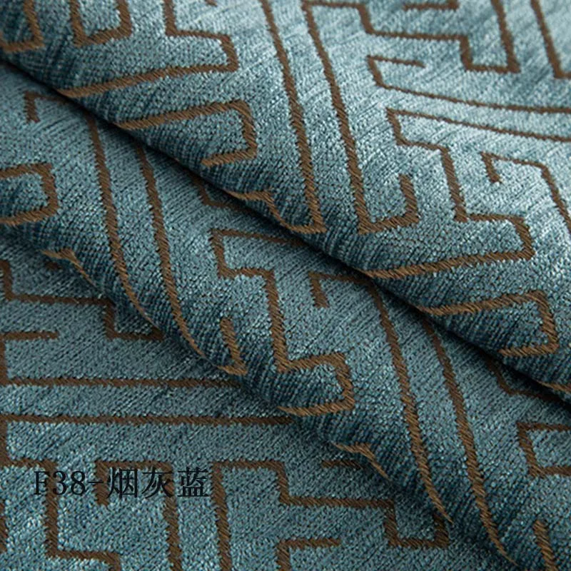 Ash Blue Cloth Высококачественные Геометрические жаккардовые затемненные шторы, плотная шенилловая ткань для гостиной, спальни, белый тюль, панель M131#4 - Цвет: Ash Blue Cloth