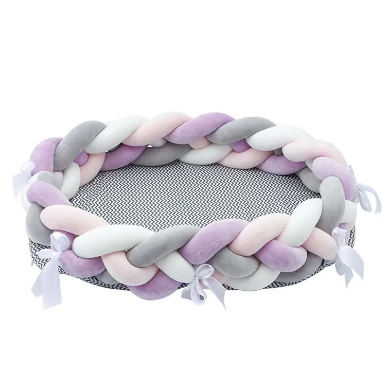 purple gray Детская кроватка портативная съемная и моющаяся бионическая кровать для новорожденных хлопок колыбели 80x50x23 см - Цвет: purple gray