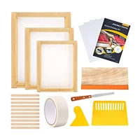 screen printing starter kit wood silk screen printing frame with squeegees tool for diy t shirts clothes bags