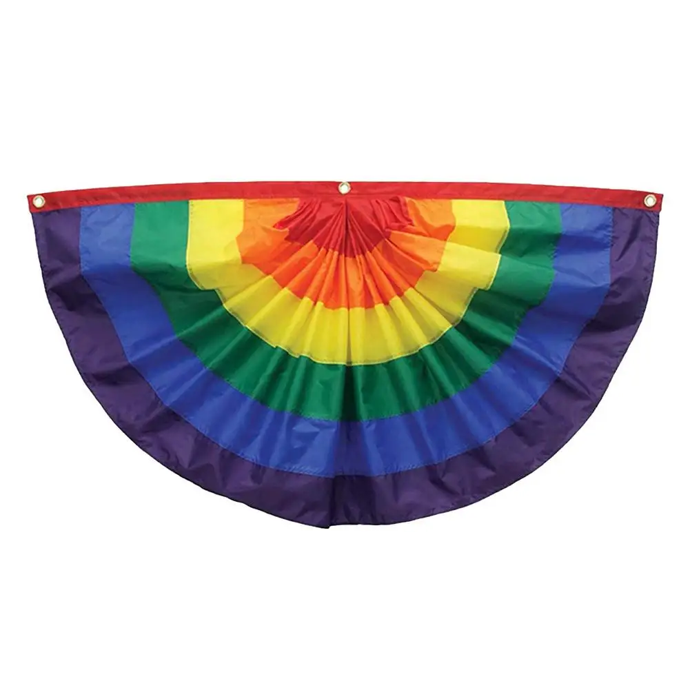 

90x150cm Lgbt Gay Rainbow Progress Pride Flag Pleated Rainbow Fan Flags Digitally Printed Holiday Banner Lesbian Pride Flag