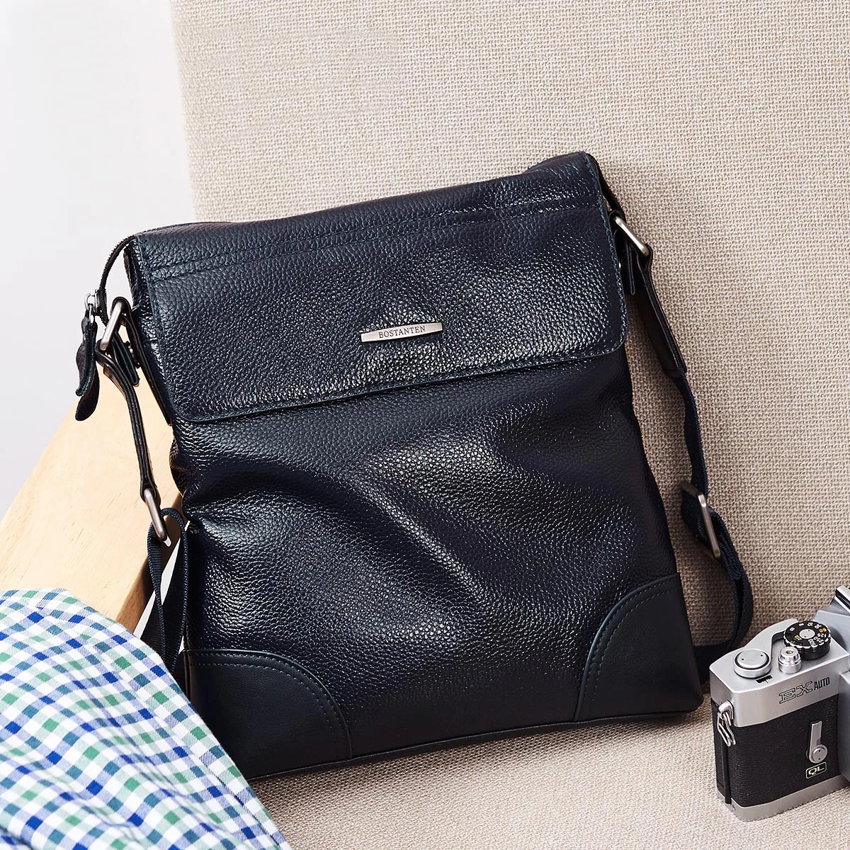 Модные мужские сумки BOSTANTEN из натуральной коровьей кожи сумки-мессенджеры