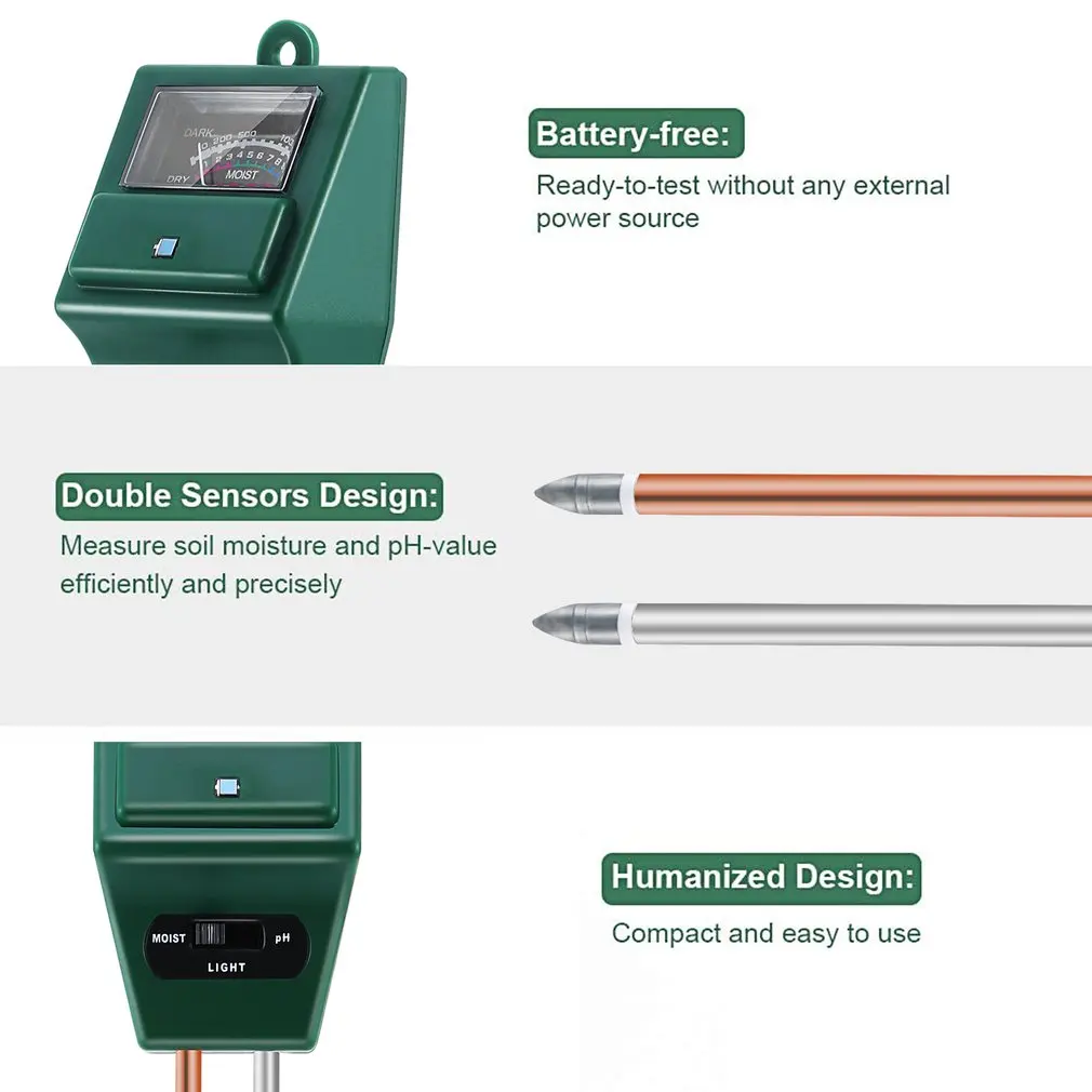 3in1 почвы влаги рН метр кислотность влажности от солнца светильник PH Тесты