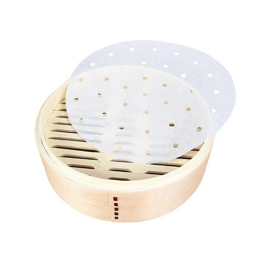 

100pcs 7/8 Inch Air Fryer Liners Bamboo Steamer Liners Premium Perforated Parchment Steaming Papers Non-Stick Steamer Mat Perfe