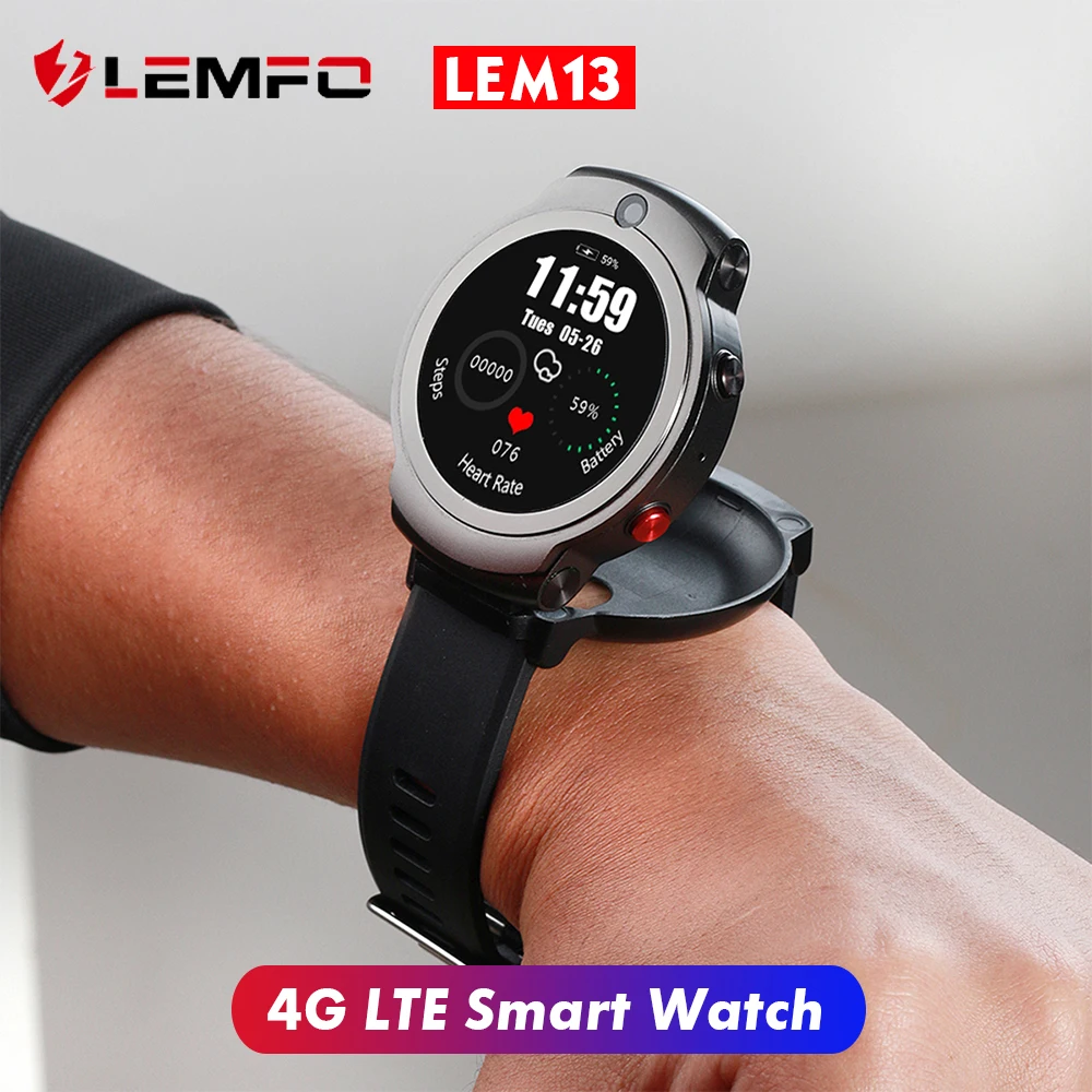 Смарт часы LEMFO LEM13 мужские 4G LTE слот для SIM карты Nano 8 Мп + 2 МП две камеры|Смарт-часы| |