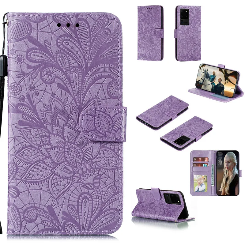 Lace flower Embossing Case For Samsung Galaxy Note 20 10 Pro S10 Lite 2020 S10e S20 Ultra S9 plus Leather Flip Wallet Soft Cover | Мобильные