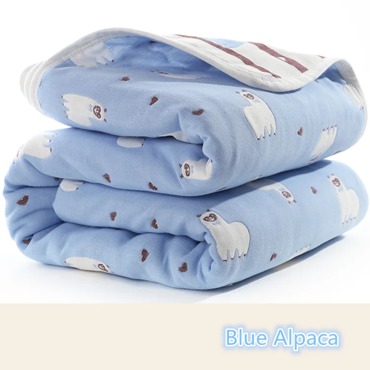 Blue alpaca M Детские одеяла для новорожденных Муслин Хлопок 6 слоев Толстая пеленка дети хлопчатобумажное одеяльце Детские обложки постельные принадлежности - Цвет: Blue alpaca M
