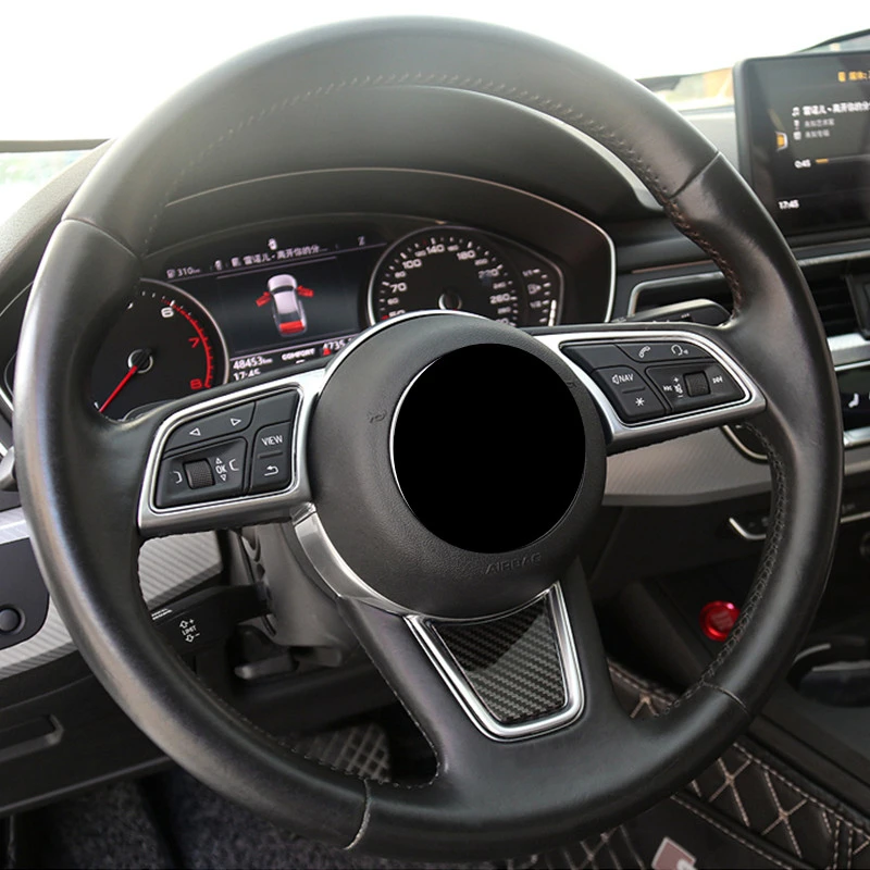 

For Audi A3 8V A4 B9 A5 2017-2019 Carbon Fiber Color Car Steering Wheel Decoration Frame Cover Trim Interior Auto Accessories