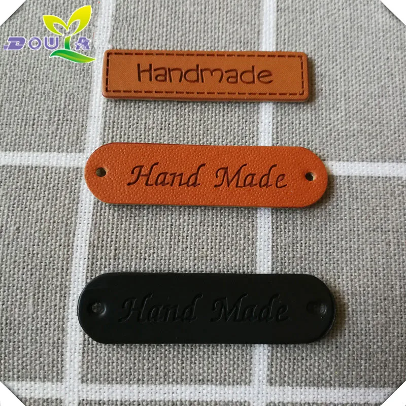 

100Pcs Skin Labels For Bags Hand Made Leather Label For Clothing Trademark Hot Leather Handmade Tags For Needlework Sewing Tag