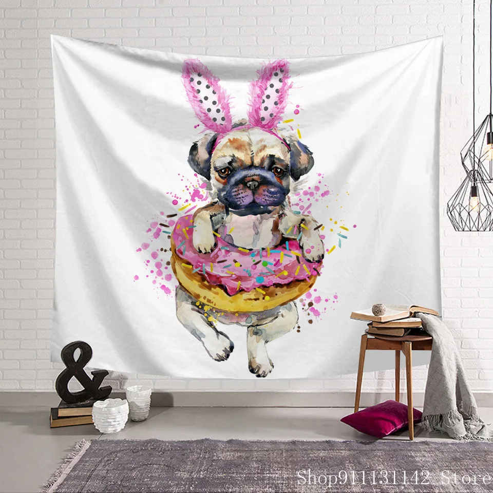 Милые розовые спецэффекты кошка и собака забавное мультяшное одеяло гобелен 3D