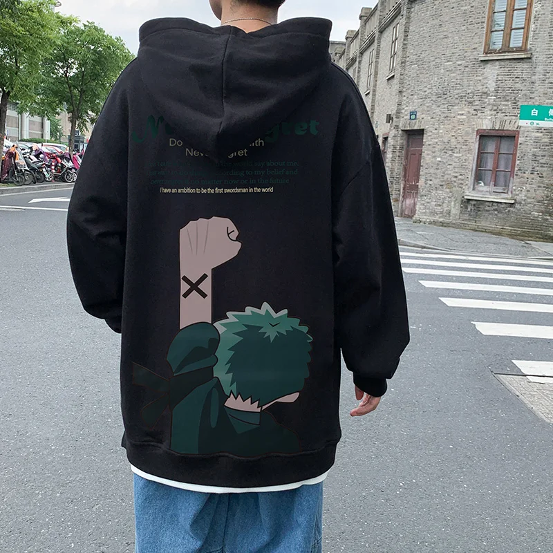 SingleRoad Для мужчин s толстовки 2021 аниме Одна деталь негабаритных в стиле хип хоп