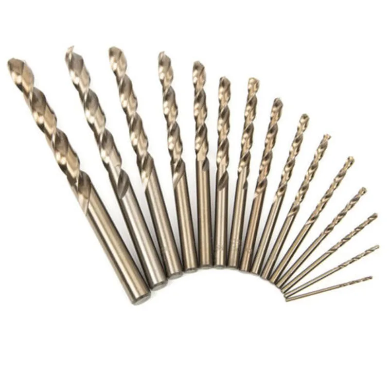 

15Pcs HSS-Co 5% M35 Cobalt Drill Bit Set 1.5-10MM Steel Pounch Till 11