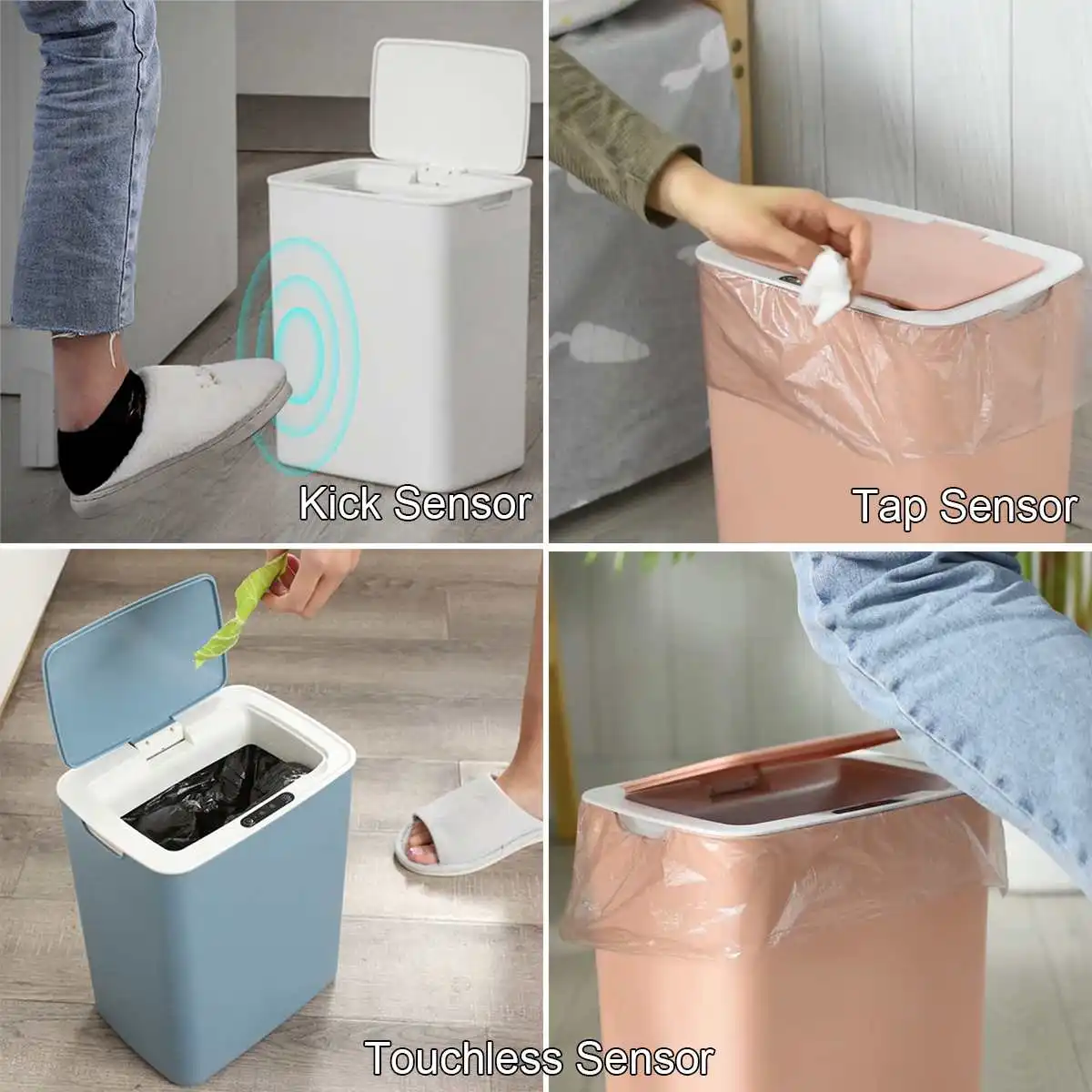 

14L Smart Trash Can Automatic Infrared Sensor Dustbin Home Garbage Bin White Home Intelligent Electric Garbage